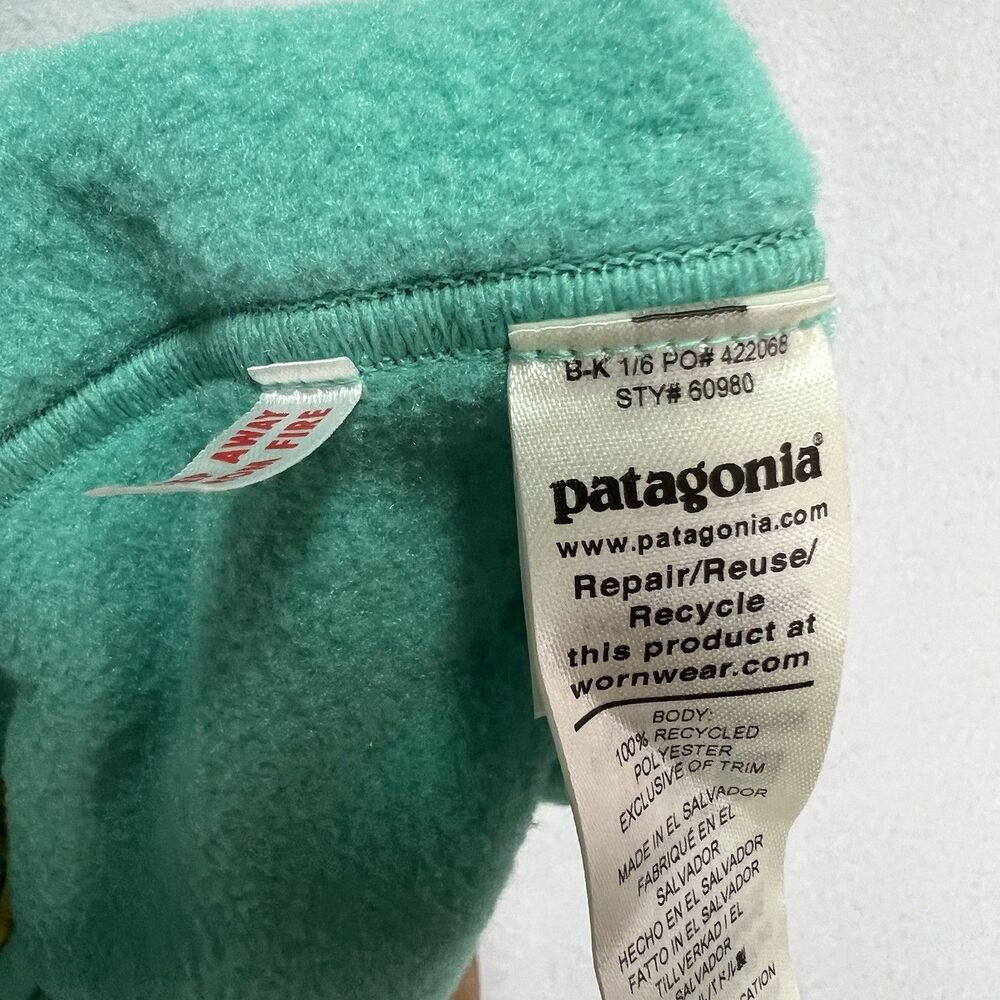 Patagonia Kids Baby Synchilla 1 Piece Fleece Overalls Adjustable Straps 3T Teal - Picture 6 of 6